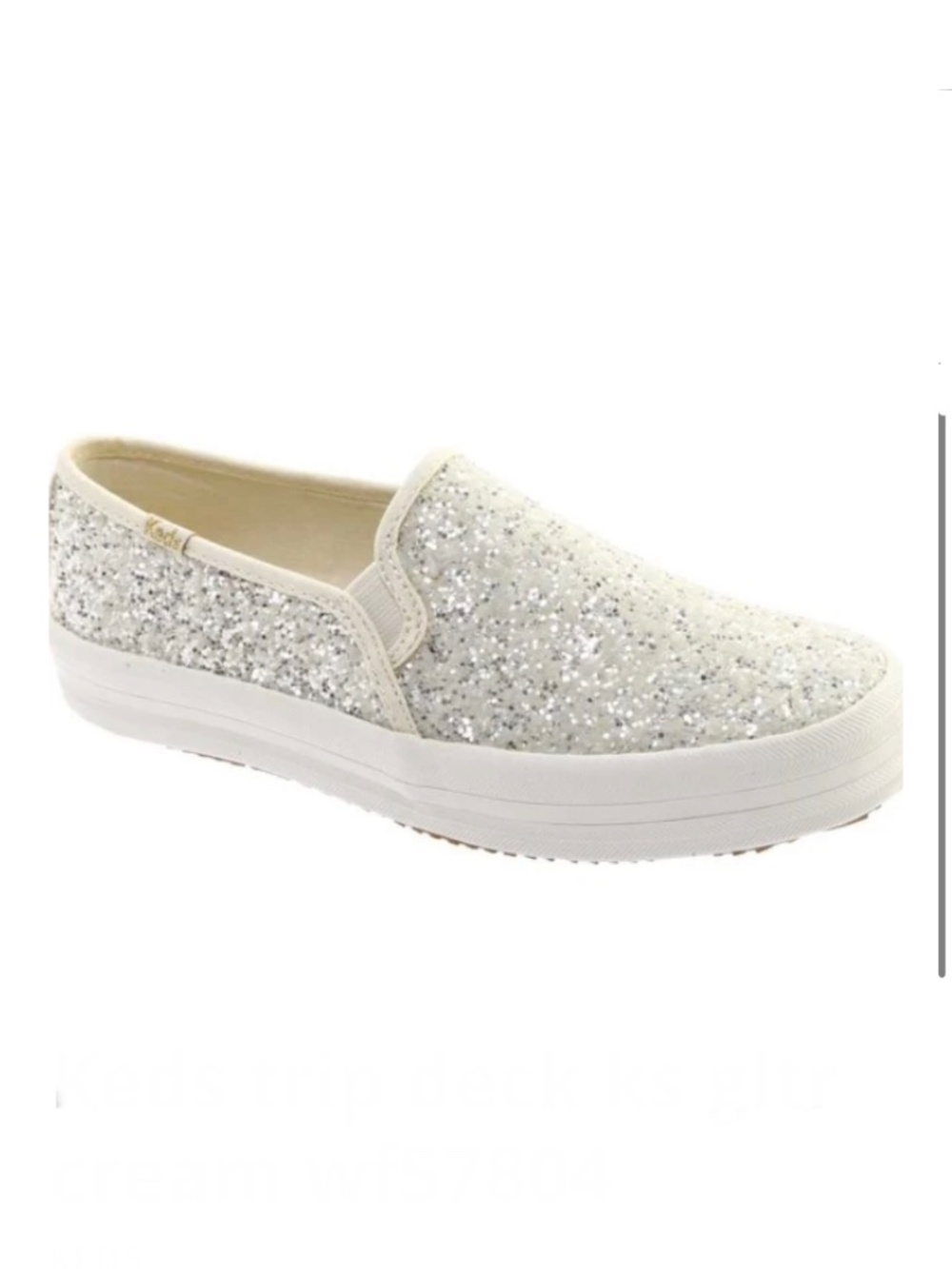 EUC Keds X Kate Spade Triple Decker Shimmering Cream Slip On Shoes Size 6
